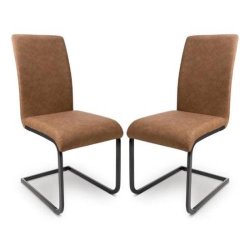 Lansing Tan Faux Leather Dining Chairs In Pair