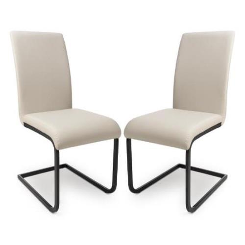 Lansing Taupe Faux Leather Dining Chairs In Pair