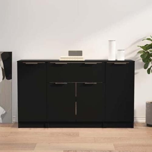 Krefeld Wooden Sideboard With 4 Doors 1 Drawer In Black