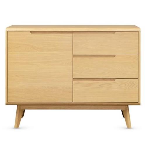 Cairo Wooden Sideboard With 1 Door 3 Drawers In Natural Oak