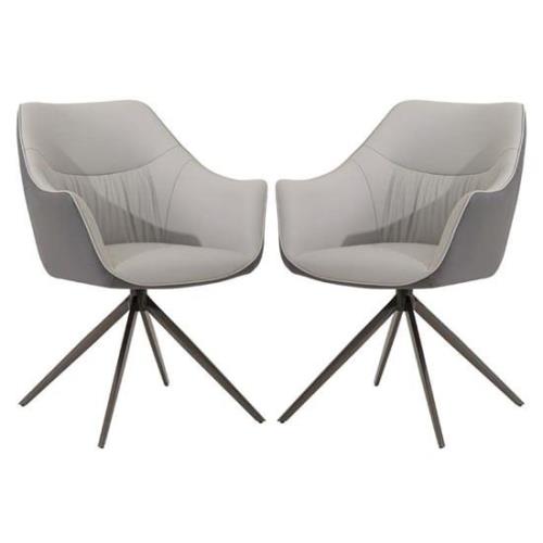 Piran Light Grey Faux Leather Dining Chairs In Pair