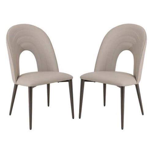 Sanur Light Grey Faux Leather Dining Chairs In Pair