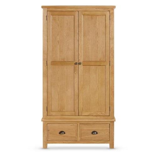 Lecco Wooden Wardrobe With 2 Doors 2 Drawers In Oak