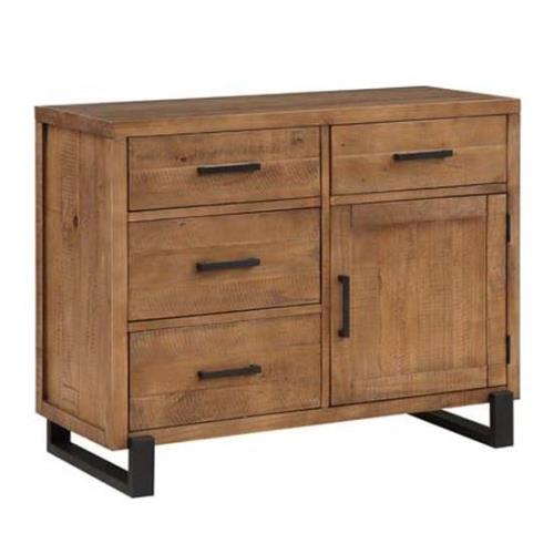 Pierre Pine Wood Sideboard With 1 Door 4 Drawers In Rustic Oak