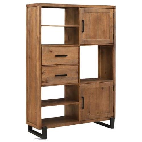 Pierre High Display Cabinet 2 Doors 2 Drawers In Rustic Oak