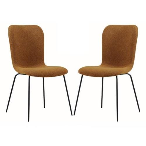 Ontario Tan Fabric Dining Chairs With Black Frame In Pair