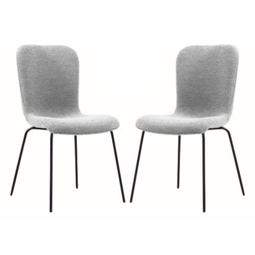 Ontario Light Grey Fabric Dining Chairs With Black Frame In Pair