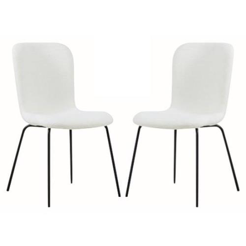 Ontario Ivory Fabric Dining Chairs With Black Frame In Pair