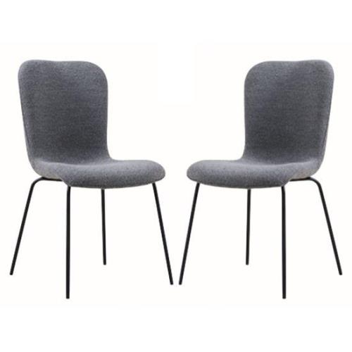 Ontario Dark Grey Fabric Dining Chairs With Black Frame In Pair