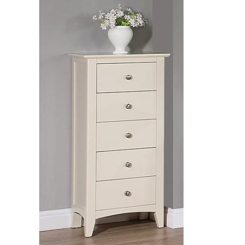 Lenox Wooden Chest Of 5 Drawers Narrow In Ivory