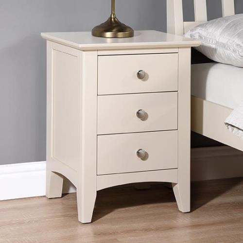 Lenox Wooden Bedside Cabinet Large With 3 Drawers In Ivory