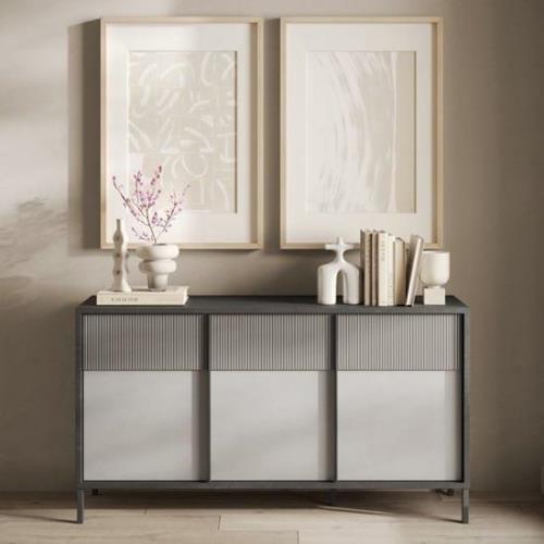 Edison Wooden Sideboard 3 Doors In Lead Chalk Slate Effect