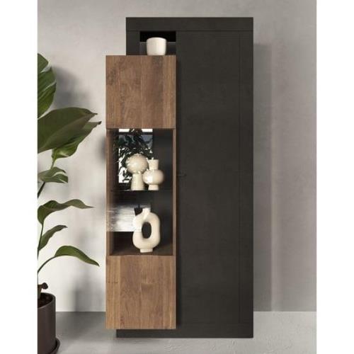 Felton Wooden Display Cabinet 2 Doors In Lava Mercury Oak