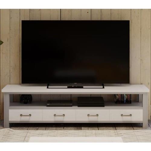 Gilford Wooden TV Stand Wide With 4 Drawers In Grey