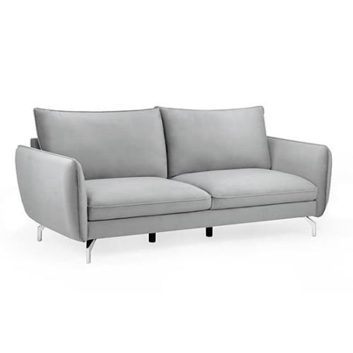 Lacey Fabric 3 Seater Sofa In Grey With Chrome Metal Legs