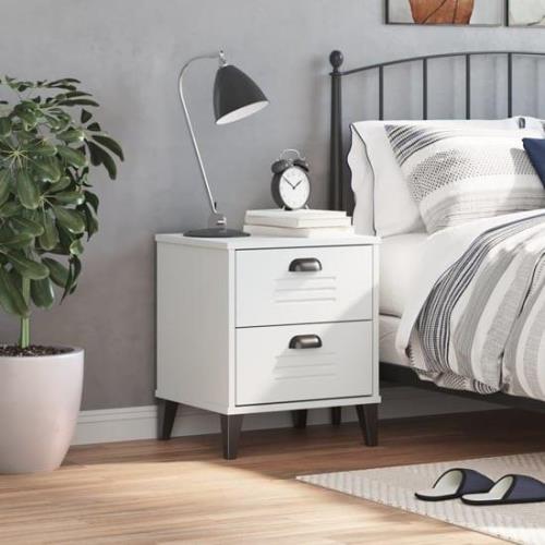 Hove Wooden Bedside Cabinet With 2 Drawers In White