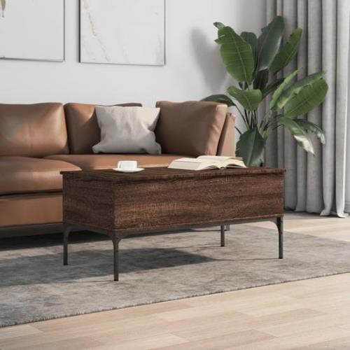 Ramsey Wooden Coffee Table With Metal Frame In Brown Oak