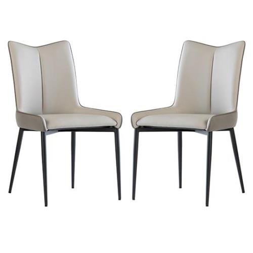 Newark Grey And Light Grey Faux Leather Dining Chairs In Pair