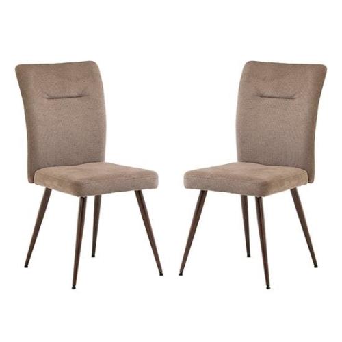 Mason Mocha Fabric Dining Chairs With Wenge Legs In Pair