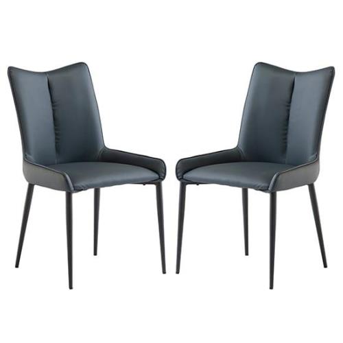 Malmo Teal Faux Leather Dining Chairs With Black Legs In Pair