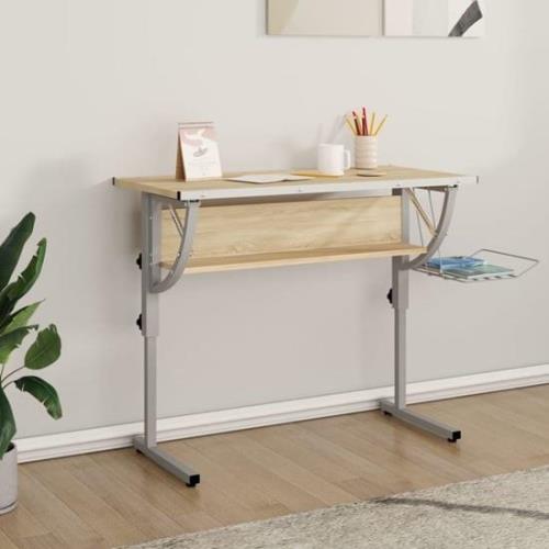 Nantwich Wooden Laptop Desk Adjustable In Sonoma Oak And Grey