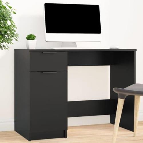 Dunstable Wooden Laptop Desk With 1 Door 1 Drawer In Black