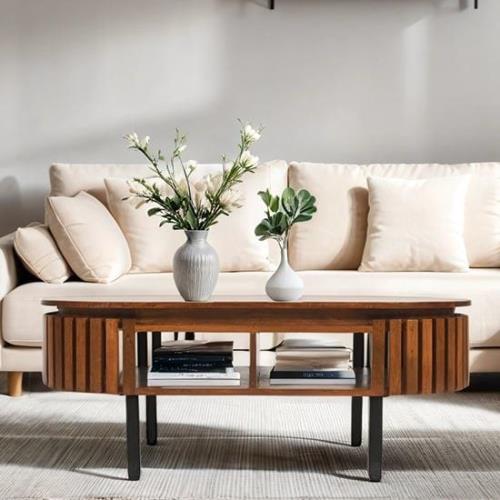 Salina Mango Wood Coffee Table Rectangular In Walnut