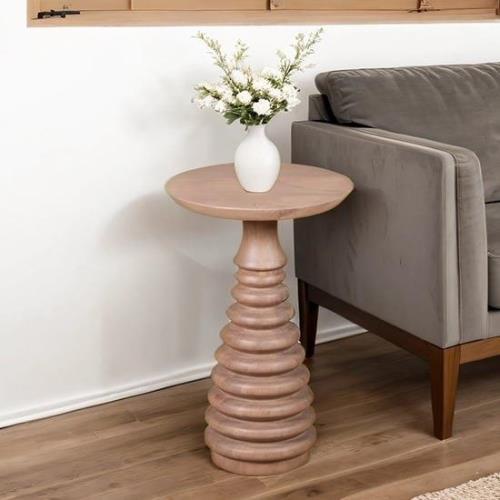 Venice Cane And Mango Wood Side Table In Natural