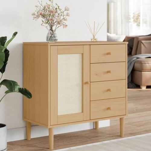 Fenland Wooden Sideboard With 1 Door 4 Drawers In Brown