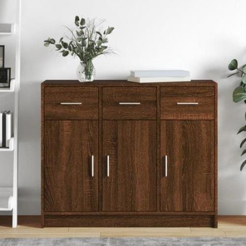 Exeter Wooden Sideboard With 3 Doors 3 Drawers In Brown Oak