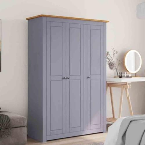 Bury Wooden Wardrobe With 3 Doors In Grey And Brown