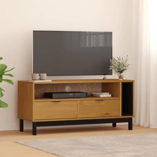 Buxton Wooden TV Stand With 2 Drawers 2 Shelves In Brown Black