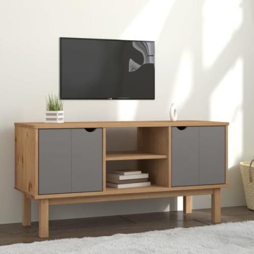 Harrow Wooden TV Stand With 2 Doors In Grey Brown