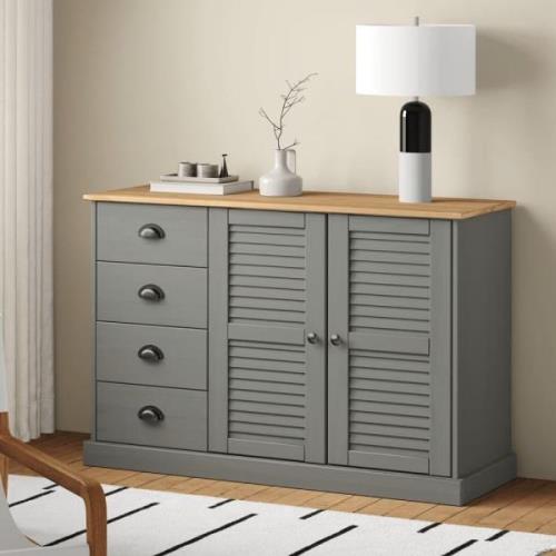 Vidor Wooden Sideboard With 2 Doors 4 Drawers In Grey Brown