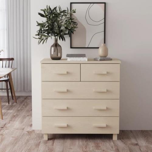 Hull Wooden Chest Of 5 Drawers In Brown