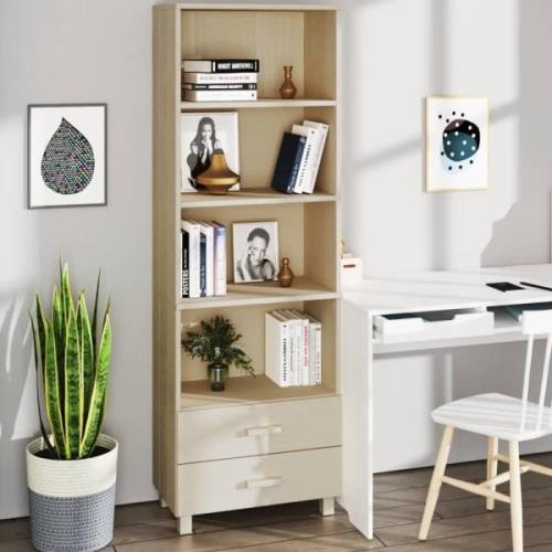 Hull Wooden Bookcase With 2 Drawers In Brown