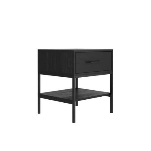 Boston Wooden Bedside Cabinet In Black