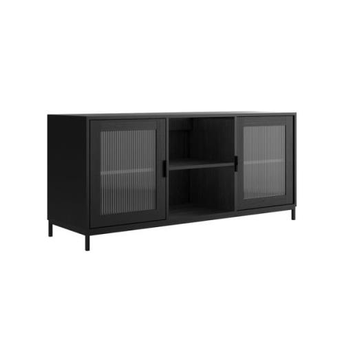 Maddox Wooden TV Stand With 2 Doors In Black