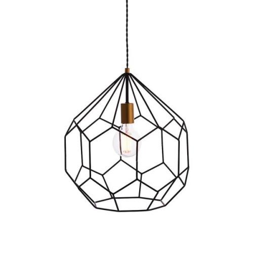 Deco Open Framed Metal Shade Pendant Light In Black