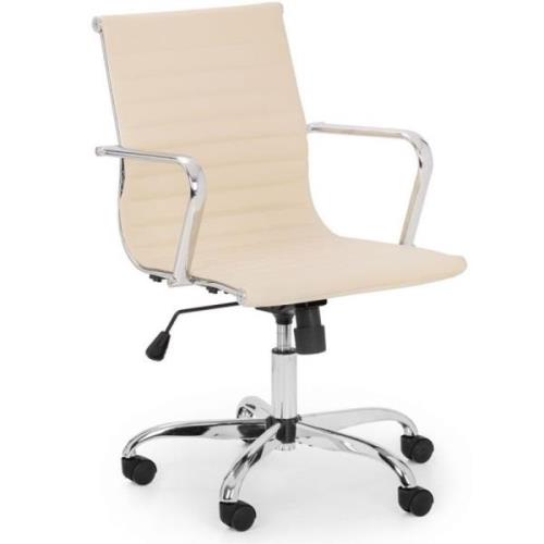 Gerry Faux Leather Home And Office Chair In Ivory