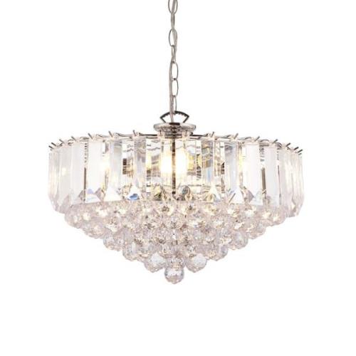 Fargo 6 Lights Crystal Droplets Pendant Light In Chrome