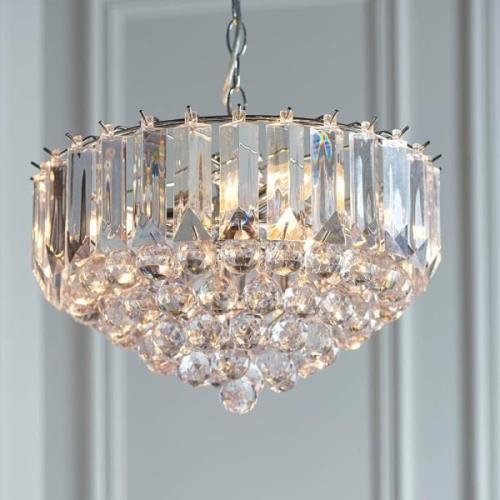 Fargo 3 Lights Crystal Droplets Pendant Light Large In Chrome