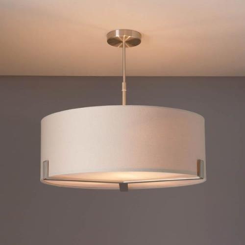 Hayfield 3 Light Grey Fabric Shade Pendant Light In Nickel