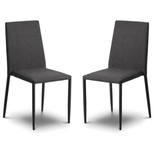 Jarrell Grey Fabric Dining Chairs In Pair