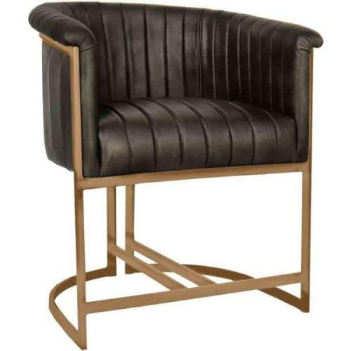 Bonita Leather Dining Chair With Metal Frame In Dark Grey