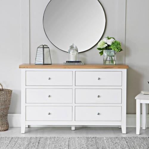 Elkin Wooden Chest Of 6 Drawers In White And Oak