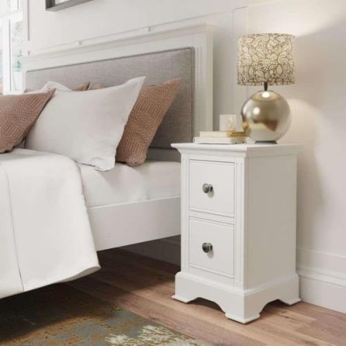 Belton Wooden Bedside Cabinet With 2 Drawers In White