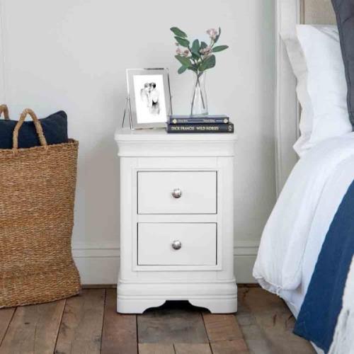 Sarnia Wooden Bedside Cabinet With 2 Drawers In White