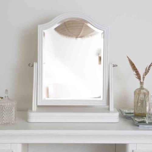 Sarnia Wooden Dressing Trinket Mirror In White Frame