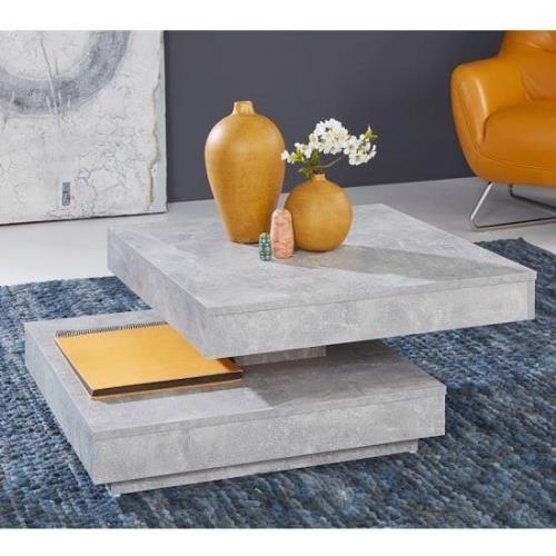 Brunch Wooden Rotating Coffee Table Square In Cement Grey